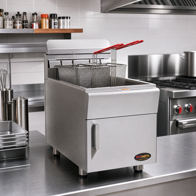 Product image #2 for RedHots Countertop Natural Gas Single Fry Pot Fryer, 30 lb Fat Capacity