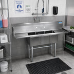 Thumbnail image #2 for BK Resources BKS-3-1014-10-12T 3-Compartment Convenience Store Sink, 54-Inch, Dual 12-Inch Drainboards, 304 Stainless Steel, 9-Inch Backsplash