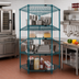 Thumbnail image #2 for Quantum 36 x 18 Inch 5-Sided Wire Shelving Starter Kit with 4 Shelves, Green Epoxy Antimicrobial Finish
