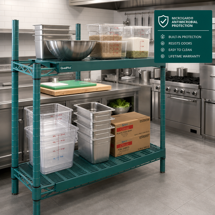 Product image #2 for QuadPlus 72-Inch x 21-Inch Vented Green Polymer Shelf Mat with MICROGARD Antimicrobial Protection