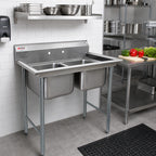 Thumbnail image #2 for Eagle Group 412-16-2-X Two-Compartment Commercial Sink, 41 x 27-1/2 Inches, 430 Stainless Steel, 9-1/2-Inch Backsplash