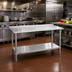 Thumbnail image #2 for Duke 48 x 30 Inch Stainless Steel Work Table with 1-1/8 Inch Straight Riser and Galvanized Undershelf