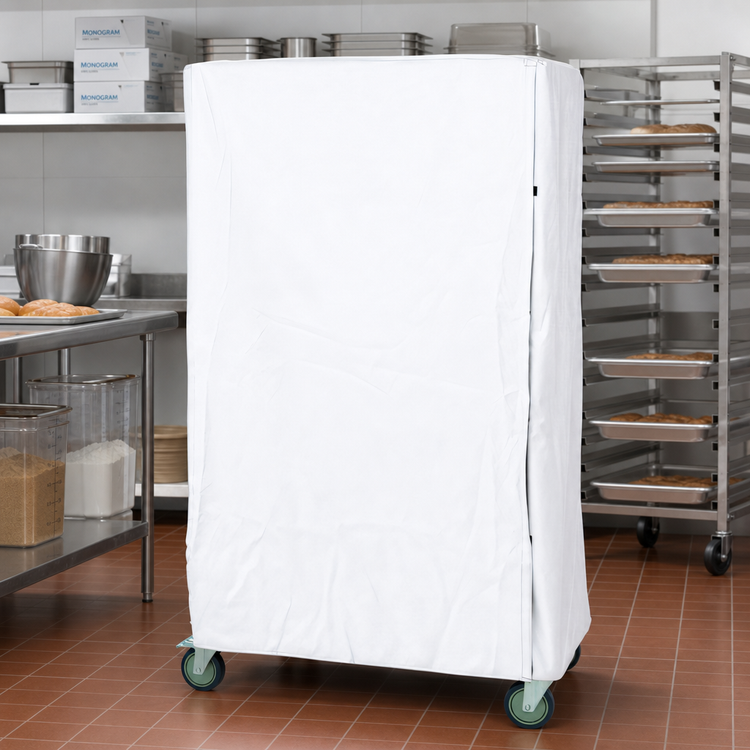 Product image #2 for Quantum White Nylon Wire Cart Cover for 24 x 36 x 63 Inch Carts with Zipper Flap