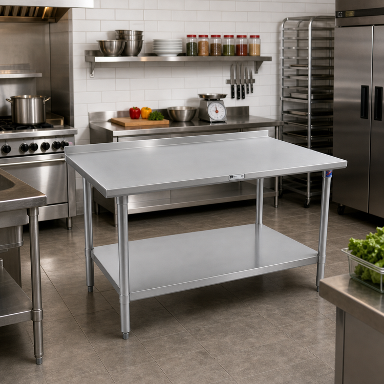 Product image #2 for John Boos Stallion 72-Inch x 24-Inch Stainless Steel Work Table with Rear Up-Turn and Undershelf