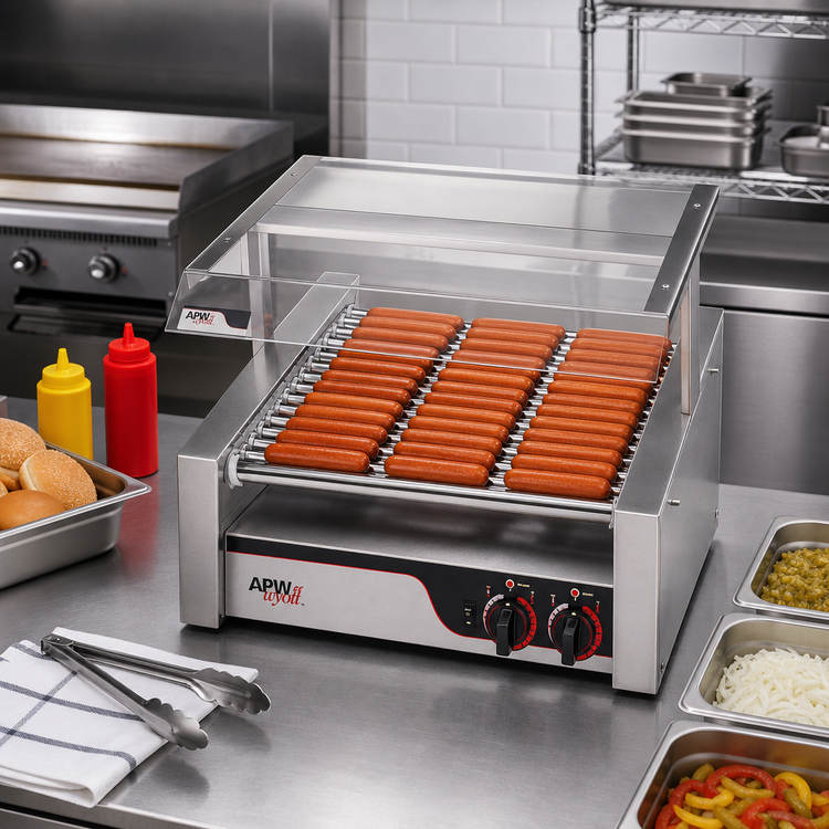 Product image #2 for APW Wyott X*PERT HR-20S Slanted Surface Roller Hot Dog Grill with 10 Chrome Rollers