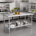 Thumbnail image #2 for 72 Inch x 36 Inch Stainless Steel Top Work Table with Adjustable Undershelf