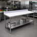 Thumbnail image #2 for Advance Tabco Poly-Vance Poly Top Work Table with 6-Inch Backsplash and Adjustable Undershelf, 84 x 30 Inches