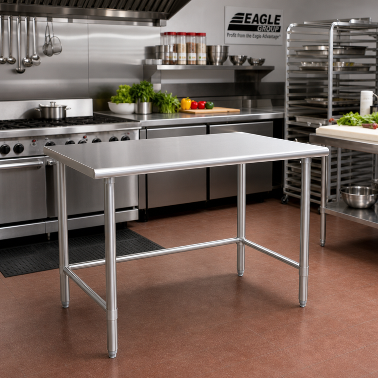 Product image #2 for Eagle Deluxe Series 60-Inch x 24-Inch Stainless Steel Work Table with Open Tubular Base