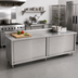Thumbnail image #2 for John Boos Enclosed Stainless Steel Work Table with Sliding Doors, 96 x 24 Inch, 5-Inch Backsplash