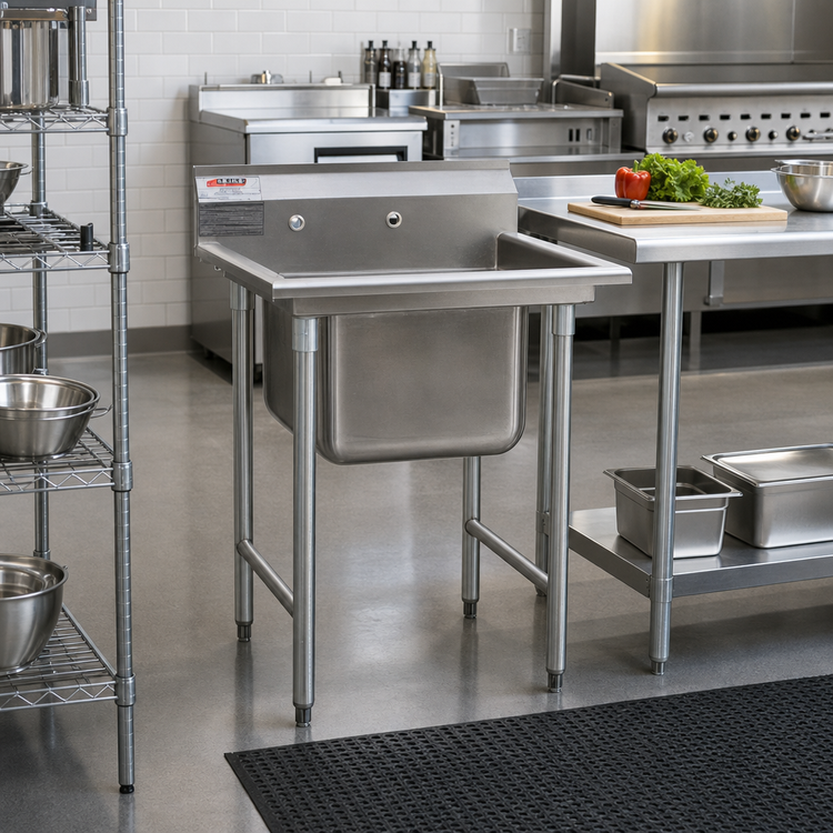 Product image #2 for Eagle Group 314 Series Commercial 1-Compartment 304 Stainless Steel Sink with Left Drainboard, 38-7/8" W x 27-1/2" D