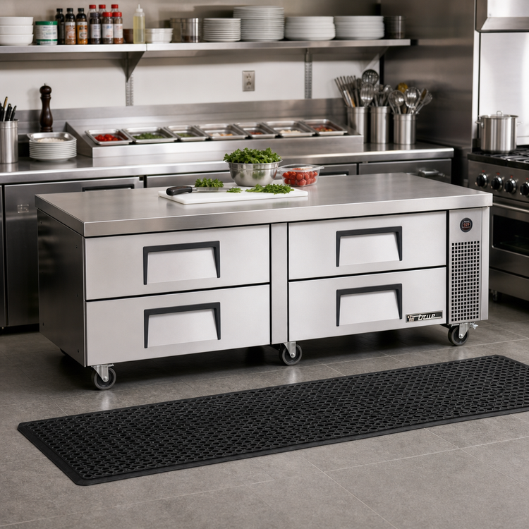 Product image #2 for True 72.38 Inch 4-Drawer Refrigerated Chef Base with Side-Mounted Compressor and Stainless Steel Top