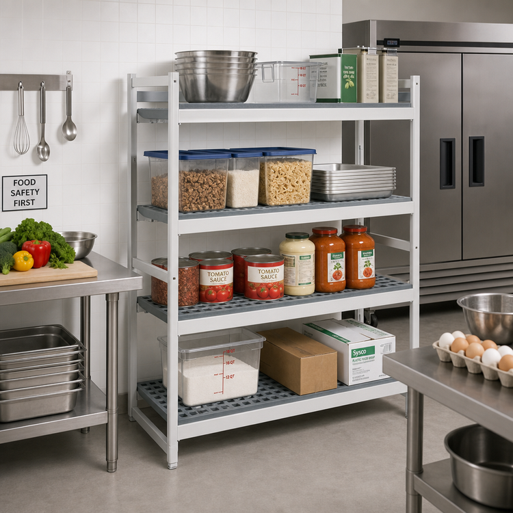 Product image #2 for Fermostock 4-Tier Stationary Starter Polymer Shelving Unit, 59 Inch W x 18 Inch D x 83 Inch H