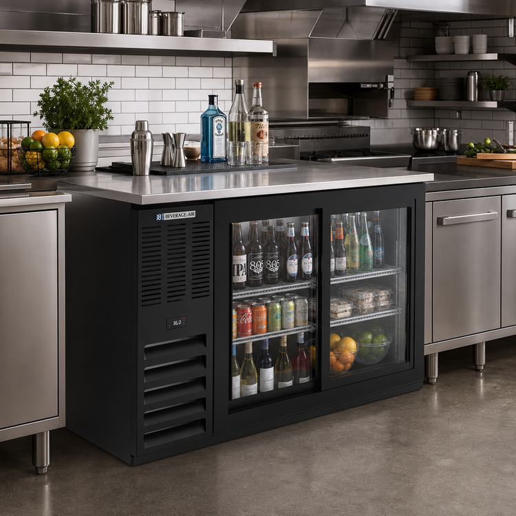 Product image #2 for Beverage-Air 58-Inch Two-Section Food-Rated Back Bar Refrigerator with Sliding Glass Doors