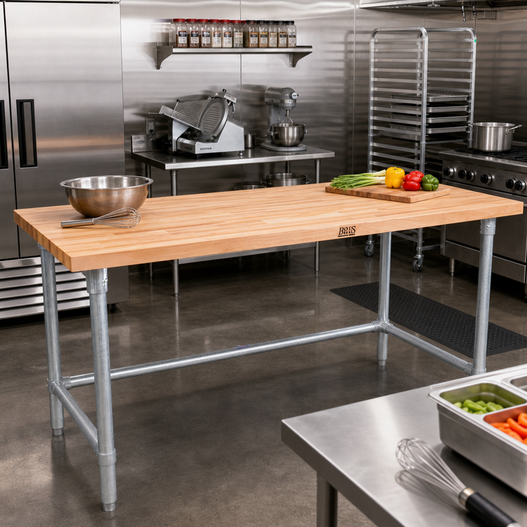 Product image #2 for John Boos JNB05 96-Inch x 24-Inch Northern Hard Rock Maple Wood Top Work Table with Galvanized Base