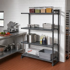 Thumbnail image #2 for Cambro Camshelving® Basics Plus CBA184864V4580 18 x 48 x 64-Inch 4-Tier Add-On Vented Polymer Shelving Unit, Brushed Graphite
