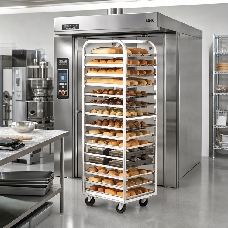 Product image #2 for New Age Adamatic 1804C Roll-In Oven Rack with C-Lift, 13 Pan Capacity