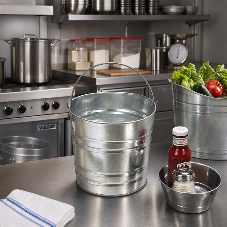 Product image #2 for American Metalcraft 148 oz. Natural Galvanized Tin Round Pail with Wire Handle