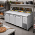Thumbnail image #2 for Turbo Air Super Deluxe Three-Section Pizza Prep Table with Self-Cleaning Condenser, 31 Cu. Ft., 93-1/8-Inch Wide