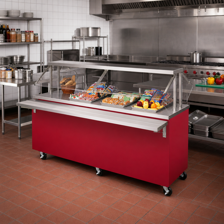 Product image #2 for Dinex Reflections 36-Inch Mobile Modular Solid Top Serving Counter with Stainless Steel Top