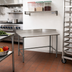 Thumbnail image #2 for Eagle Group BlendPort Deluxe Series 16-Gauge Stainless Steel Corner Work Table with 4-1/2 Inch Backsplash, 30 x 30 Inches