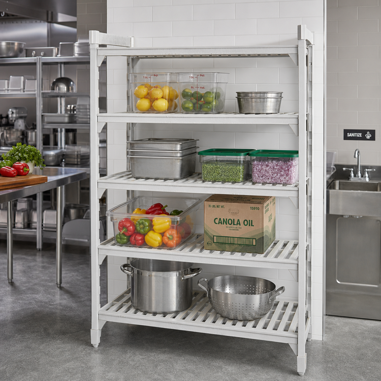 Product image #3 for Cambro Camshelving Premium 4-Shelf Vented Stationary Starter Unit, 18 x 60 x 84 Inches