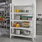Thumbnail image #3 for Cambro Camshelving® Premium CPU186084V4PKG 4-Shelf Vented Polymer Shelving Stationary Starter Unit, 18 x 60 x 84 Inches