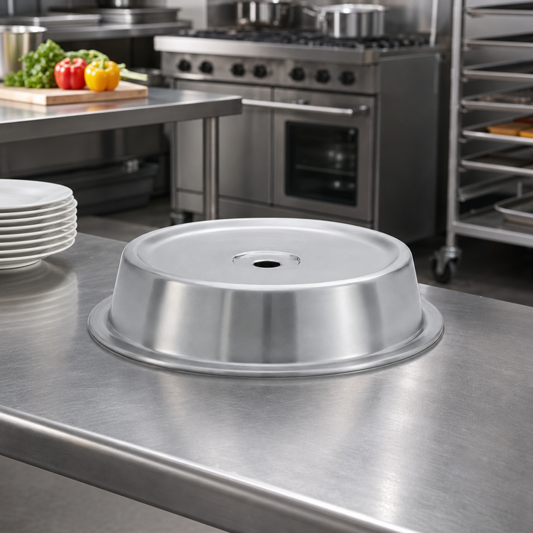 Product image #2 for Vollrath Round Stainless Steel Satin Finish Plate Cover for 11 9/16 to 11 5/8 Inch Plates