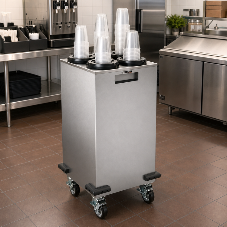 Product image #3 for Mobile Stainless Steel Cup Dispensing Cart with 4 Dispensers for 8 oz. to 44 oz. Cups