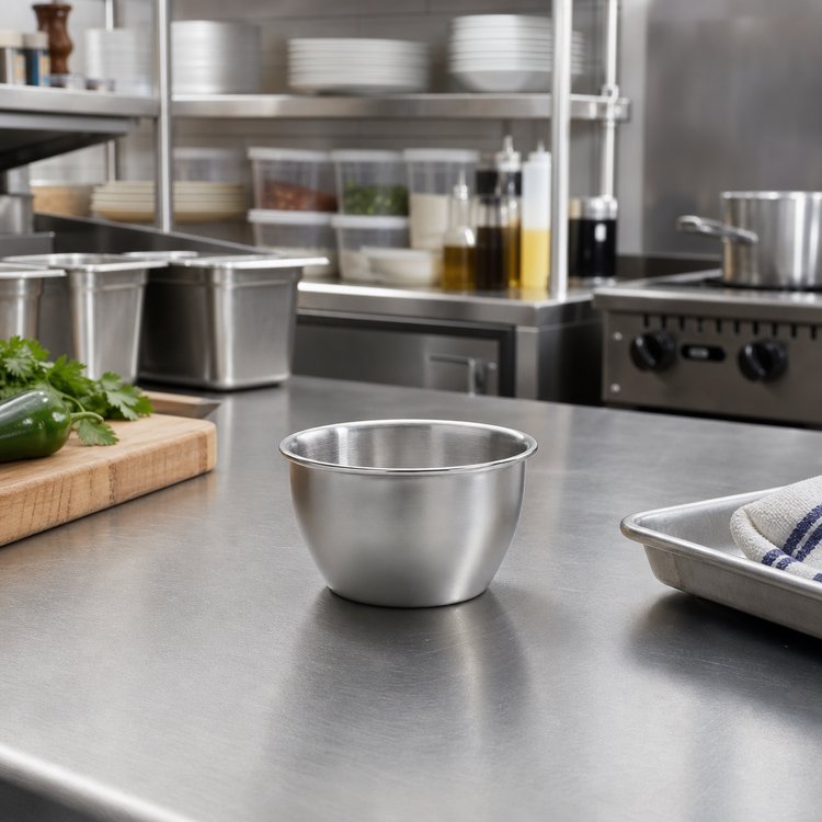 Product image #2 for American Metalcraft 8 oz Round Stainless Steel Sauce Dish, 3 Inch Diameter x 2 Inch High