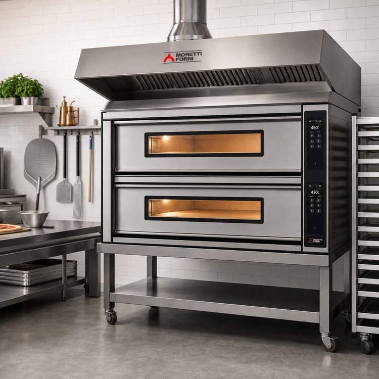Product image #3 for Moretti Forni iDeck Double-Deck Electric Pizza Deck Oven with Stand and Hood
