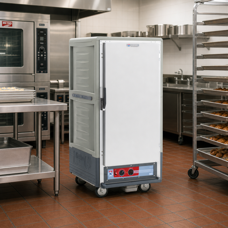 Product image #2 for Metro C5 3 Series 3/4 Height Heated Holding Cabinet with Solid Door, Fixed Wire Slides, Gray