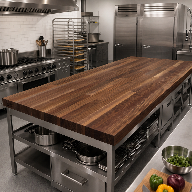 Product image #2 for Boos Block 96" x 38" Blended Edge Grain American Black Walnut Kitchen Countertop with Varnique Finish