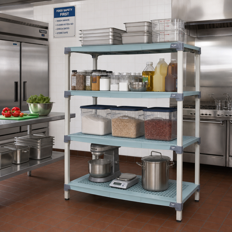 Product image #2 for MetroMax Q 4-Shelf Starter Polymer Shelving Unit — 72 Inches x 21 Inches x 63 Inches, 600 lb Shelf Capacity