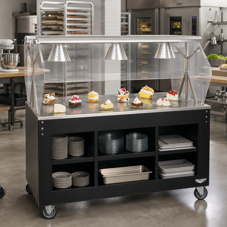 Product image #2 for Vollrath 2-Series Affordable Portable 60-Inch Utility Station with Open Storage Base and Breath Guard Lights