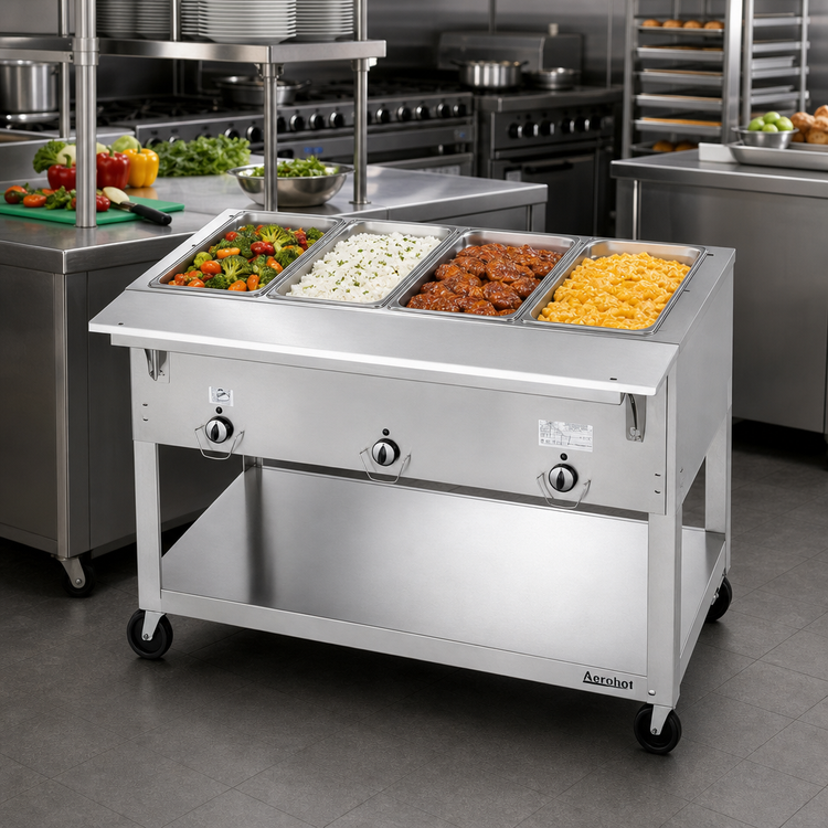 Product image #2 for Aerohot EP305 Portable Electric 5-Well Steamtable Hot Food Unit with Stainless Steel Open Base