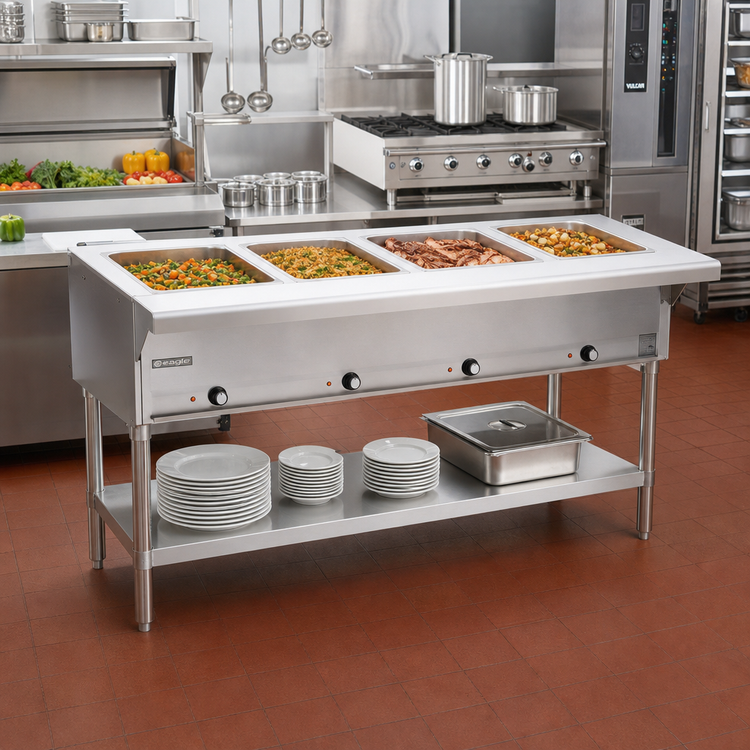 Product image #2 for Eagle Group 4-Well Electric Open Base Hot Food Table, 63-1/2 Inch Wide, 208V, 3-Phase