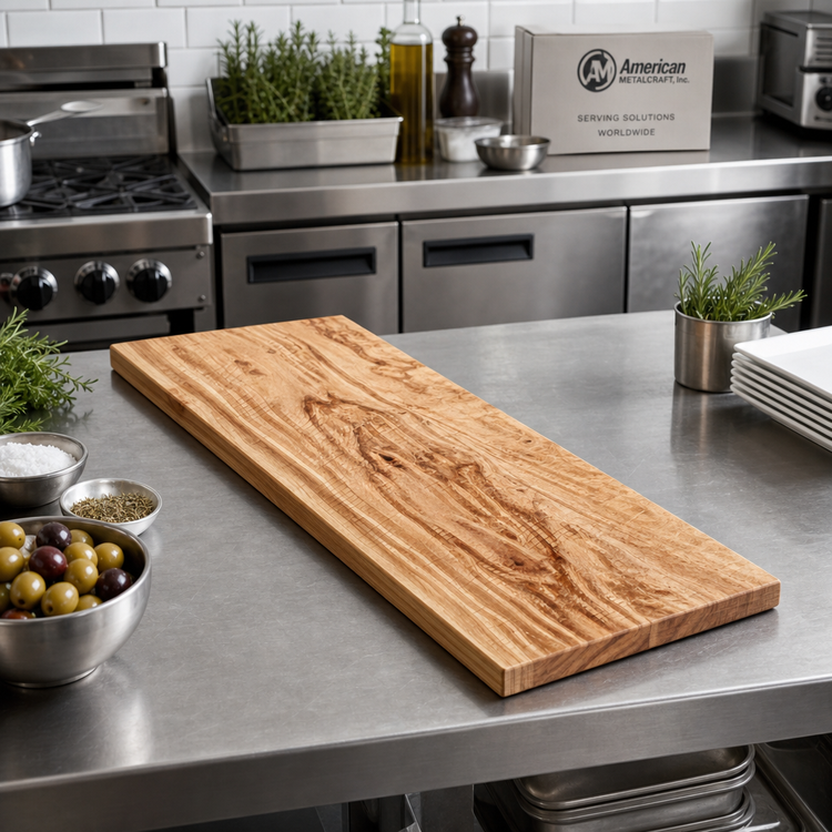 Product image #2 for American Metalcraft Large Olive Wood Rectangular Serving Board, 20 x 8 x 3/4 Inch, Straight Edge