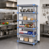 Thumbnail image #2 for Quantum Millenia 36 Inch Wide x 21 Inch Deep x 62 Inch High Gray Polymer Starter Shelving Unit with 5 Open Grid Shelves