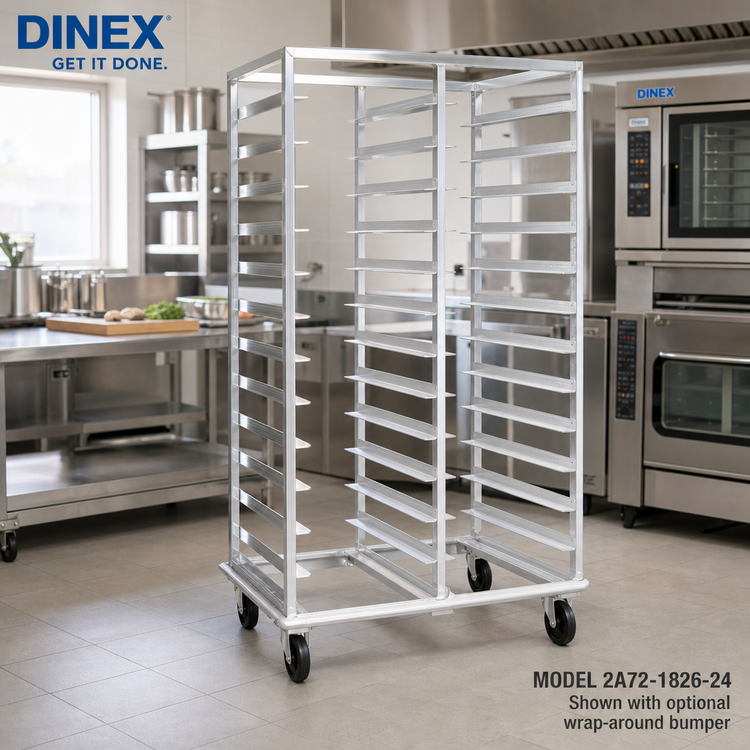 Product image #2 for Dinex Mobile Double-Bank Full-Height Open-Sided Aluminum Utility Rack for 24 18 x 26 Pans