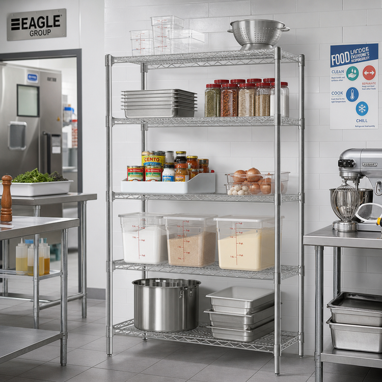 Product image #2 for Eagle Group 5-Tier Add-On Wire Shelving Unit, 42"W x 21"D x 86"H, Stainless Steel Finish