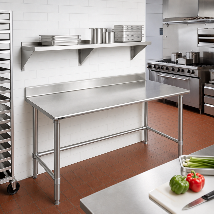 Product image #2 for Eagle Spec-Master Stainless Steel Work Table with Backsplash, 120W x 36D, 14-Gauge 300 Series Top