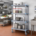 Thumbnail image #2 for Quantum Millenia Mobile Polymer Shelving Starter Unit with 4 Open Grid Shelves, 48 W x 18 D x 86 H, Gray