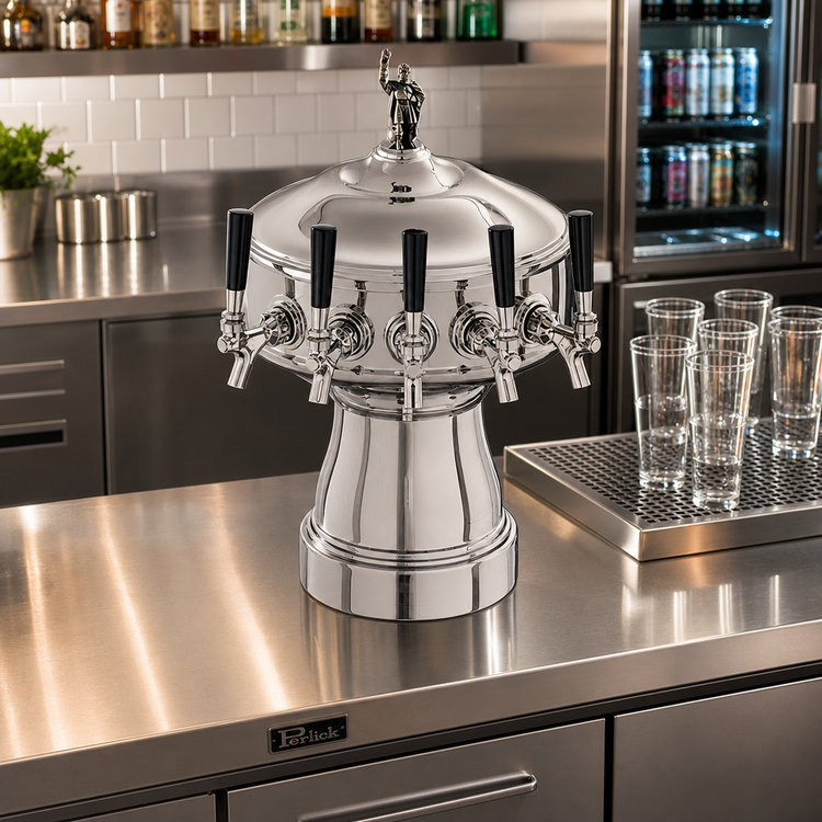 Product image #2 for Perlick Gambrinus 6-Faucet Countertop Glycol-Cooled Draft Beer Tower, Polished Chrome