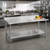 Thumbnail image #2 for Eagle Group Deluxe Series Commercial 16-Gauge 300-Series Stainless Steel Work Table with 4-1/2 Inch Backsplash and Undershelf, 120 x 30 Inches