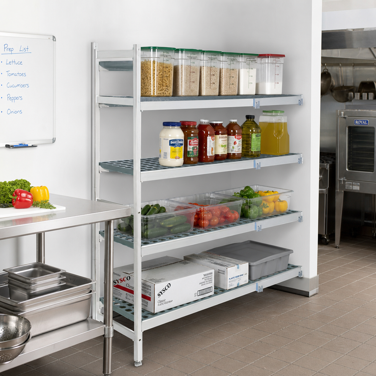 Product image #2 for Fermostock 4-Tier Corner Expansion Polymer Shelving Unit, 71 Inch H x 35 Inch W x 22 Inch D, Anodized Aluminum