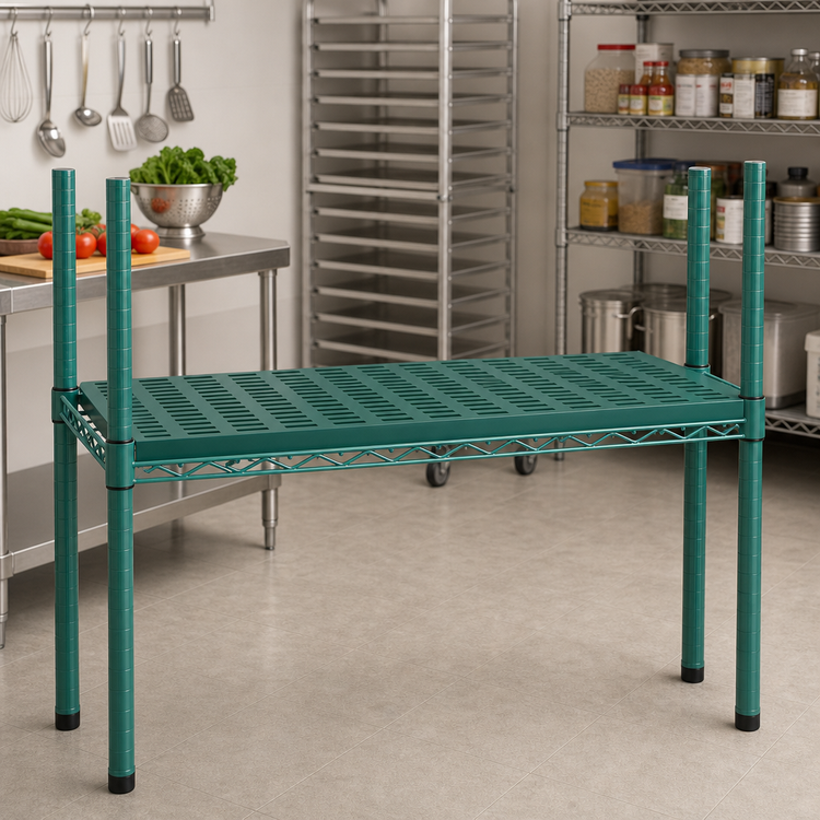 Product image #2 for Eagle QuadPlus 54 Inch x 24 Inch Solid Green Polymer Shelf Mat with Quad-Adjust Wire Frame