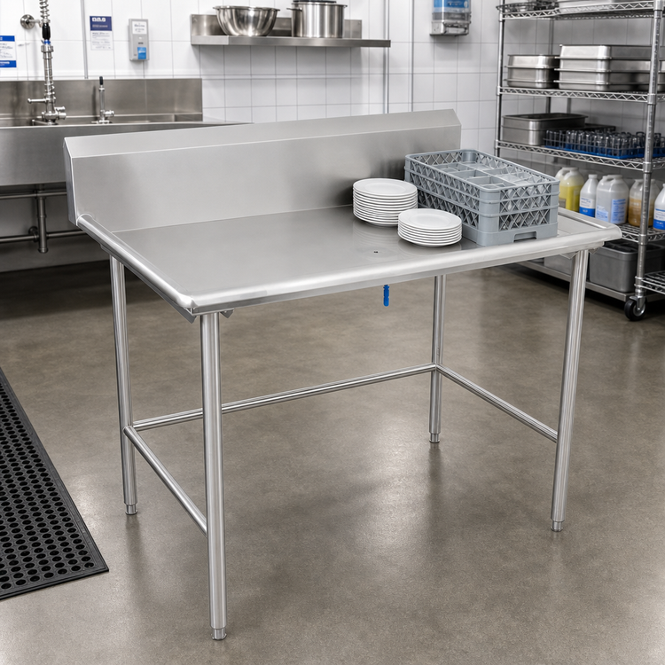 Product image #2 for John Boos 72-7/8-Inch Stainless Steel Dish Sorting Table with 10-Inch Backsplash and Rolled Edge