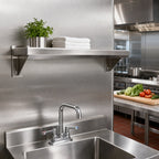 Thumbnail image #2 for John Boos BHS5186-X Wall-Mounted Lavatory Shelf, 18 x 5 Inches, 16-Gauge 300 Series Stainless Steel