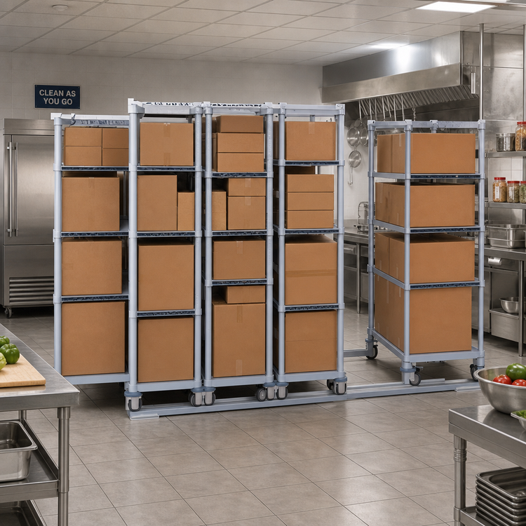 Product image #2 for MetroMax iQ qwikTRAK Double-Deep Track Shelving Intermediate Unit Kit, 74-Inch Polymer Posts