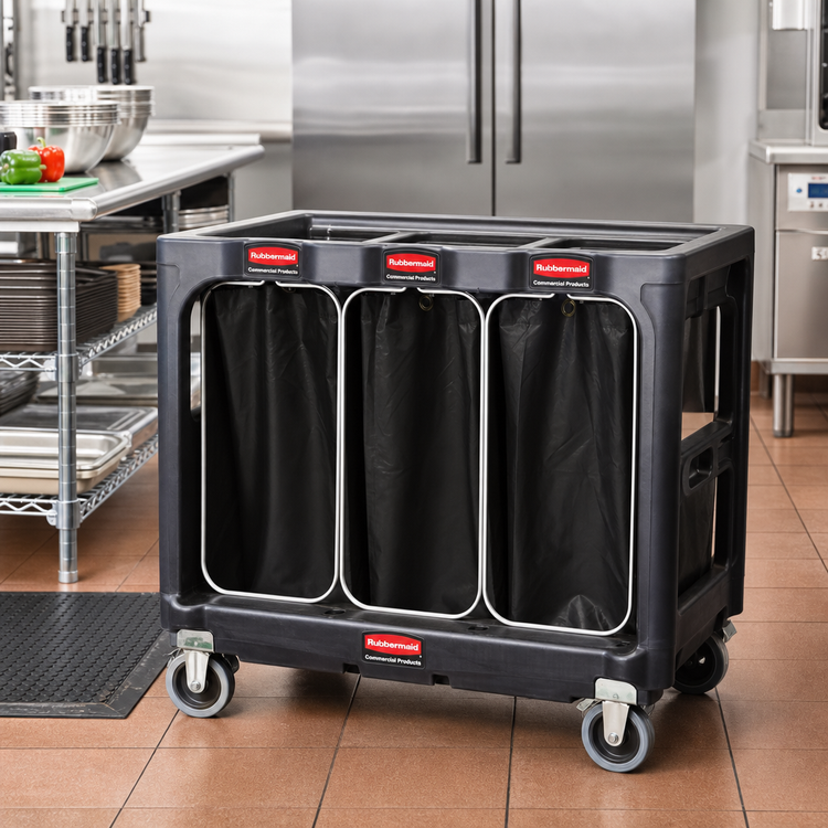 Product image #2 for Rubbermaid Commercial Triple Trolley Triple Waste Wire Bag Holders, Bag Only